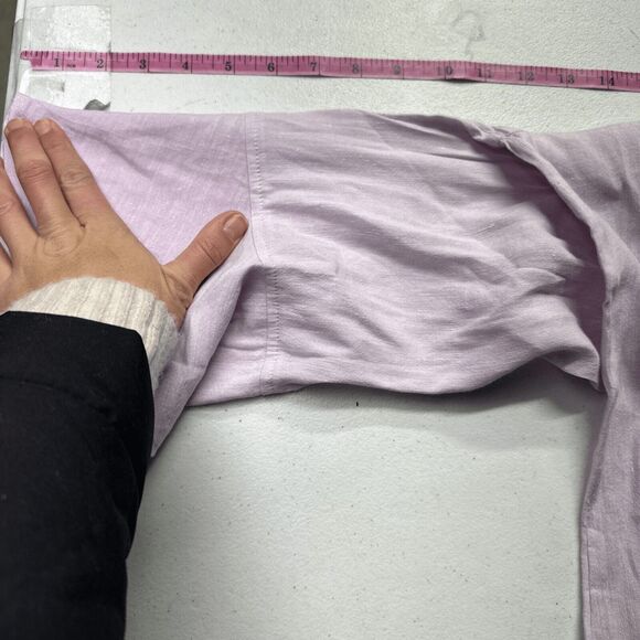 Soft Surroundings Women's Raisa Linen Blend Top M Purple Buttons Bell Sleeve - Picture 10 of 13